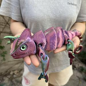 Meistverkaufter 3D-Gedruckter 38,5cm Chamäleon-Drache SDL22 Mehrfarbiger Eidechsen-Modell mit Beweglichen Gelenken Simulations-Spielzeug Kreatives 3D-Ornament - Product Image 5