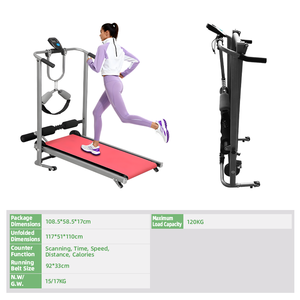 Fitness Running <strong>Machine</strong> with <strong>Run</strong>-up Belt and Wriggled Plate Manual Treadmill Adjustable Foldable Treadmill - Product Image 4