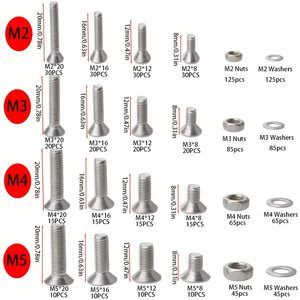 880pcs Stainless Steel Screw Nut Set M2 M3 M4 M5 Hex Head Flat Countersunk Bolts Washers Kit With Allen Keys - Product Image 4