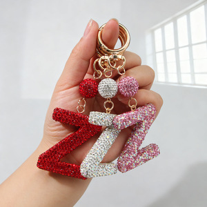 Porte-clés Lettre <span class=keywords><strong>en</strong></span> Strass Scintillant, Anneau <span class=keywords><strong>de</strong></span> Clé Alphabet <span class=keywords><strong>en</strong></span> Cristal Brillant, Accessoire Pendentif Tendance pour Sac à Main et Sac à Dos - Product Image 4
