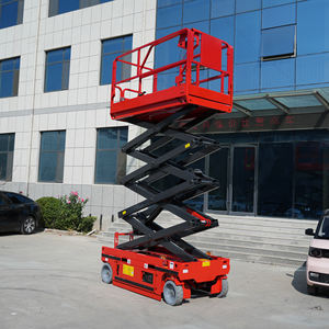 Pequeno 8m 320kg Elevador elétrico de tesoura Tabelas elevatórias de trabalho aéreo Plataforma Skylift Mobile Lifter Andaimes Hidráulicos Scissor Lift - Product Image 5