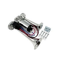 Klakson Mobil Dual-Tube Terintegrasi Pompa Elektrik Klakson Udara Relay 120dB Tingkat Suara Plastik 12V/24V Universal Cocok untuk 4-Arah Speaker Klakson