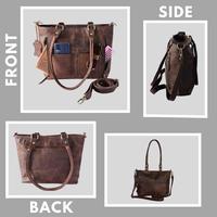 Tas Tote Kulit Asli Wanita Vintage dengan Ritsleting, Pegangan Ganda & Tali Bahu - Tas Kantor Ringan & Tahan Lama