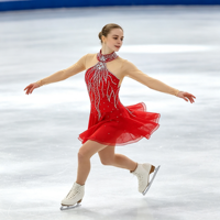 Robe de danse patinage rouge à col montant, manches longues en maille nude, dos découpé orné de strass, pour enfants et adultes, compétition et performance