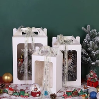 Boîte cadeau de Noël pour bougie à main avec poignées torsadées, emballage transparent recyclable, personnalisable, imprimé offset, créatif
