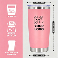 Gobelet isotherme populaire de 20 oz à double paroi, sans BPA, avec logo gravé personnalisé, tasse à café anti-fuite pour voyage en extérieur