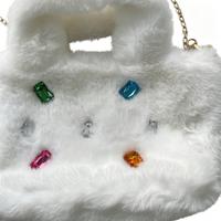 Herfst/winter Nieuwe Pluche Tas Mode Niche Design Hoge Kwaliteit Pluche Handtas Diamant Steentjes Schoudertas