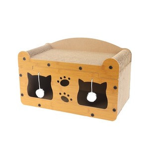 Villa pour chat classique de taille moyenne avec griffoir intégré, très grande, sans perte de poils, murale verticale en bois massif - Product Image 2