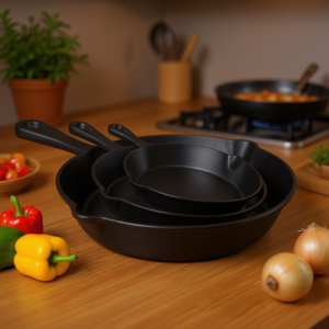 Juego de utensilios de cocina de hierro fundido, sartenes antiadherentes de 6, 8 y 10 pulgadas, aptas para hornear, para cocinas de gas e inducción - Product Image 2