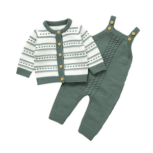 Conjunto de <span class=keywords><strong>Ropa</strong></span> de Bebé Mimixiong de Punto con Cárdigan y Peleles para Recién Nacido, <span class=keywords><strong>Ropa</strong></span> de <span class=keywords><strong>Invierno</strong></span> para Niño con Manga Larga a Rayas - Product Image 1
