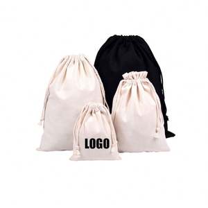 Custom Logo Eco Friendly Reusable Gift Bag Small Canvas <b>Drawstring</b> Bag - Product Image 2