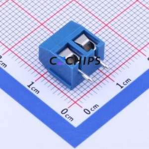 JL301-50002U04 <b>Screw</b> Terminal <b>Block</b> Through hole Component (THT),P=5mm Connector 1x2P 5mm Blue Through Hole - Product Image 2