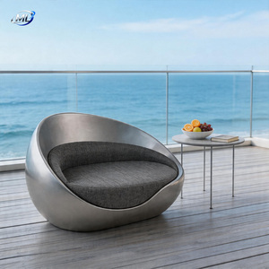 Sofá Esquinero Tapizado en Plata FRP para Hotel, Lobby, Escuela, Hogar, Muebles de Estilo Moderno Personalizado, Forma Redonda - Product Image 5