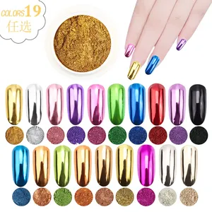 ผงวิเศษตกแต่งเล็บ 19 สี ผงกระจกเงาสีทอง สีเงิน โฮโลแกรม โครมเมียม ผงเมทัลลิก สำหรับตกแต่งเล็บ DIY สไตล์พังก์ - Product Image 2