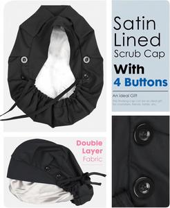 Satin Lined Classic <b>Scrub</b> <b>Cap</b> for Women Ponytail Adjustable Working <b>Cap</b> with Buttons Sweatband Elastic Tie Back Surgical Nurse - Product Image 6