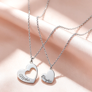 Set di Collane con Ciondolo a Cuore Madre Figlia in Acciaio Inossidabile, Collane per Donne, Regalo Commemorativo d'<span class=keywords><strong>Amore</strong></span> Familiare Inciso - Product Image 3