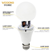 Ampoule LED SKD de haute qualité, pilote DOB, AC110-265V, fabrication directe, corps en aluminium recouvert de plastique, culot B22 /E27