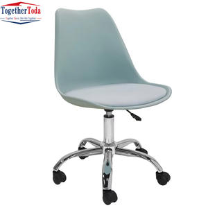 Chaise de bureau pivotante ergonomique moderne et élégante en plastique, réglable en hauteur, avec roulettes et accoudoirs ajustables pour espaces de travail et domicile - Product Image 3
