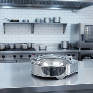 Chauffe-plat électrique rond en acier inoxydable avec couvercle/chariot 200-500W, nettoyage facile - Product Image 4