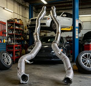 Downpipe de course à haut débit avec bouclier thermique pour Audi <span class=keywords><strong>RS6</strong></span> RS7 C6 5.0T <span class=keywords><strong>V10</strong></span> Performance en acier inoxydable <span class=keywords><strong>2007</strong></span>-2011 - Product Image 1