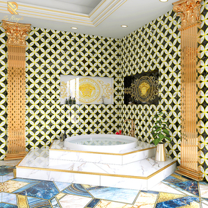 Dalles en pierre frittée à veinage or <span class=keywords><strong>blanc</strong></span> de Foshan 1200x2400 grand format, carreaux en porcelaine haute brillance pour la décoration murale <span class=keywords><strong>et</strong></span> de sol de luxe - Product Image 1