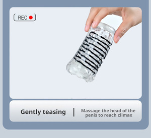 Realistic Manual Male Masturbation Cup with Soft Texture 4.4in Depth Waterproof & Transparent <b>Masturbator</b> for Penis Training - Product Image 6