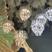 Nouveau mariage européen en fer forgé galvanoplastie 3 têtes cristal glace perle rideau lustre pendentif mariage décoration plafond