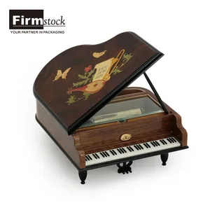Meccanismo Di Natale Mini Wind Up Pianoforte Musicale di Legno su ordinazione di Legno A Mano Manovella Canzone Music Box Altoparlante