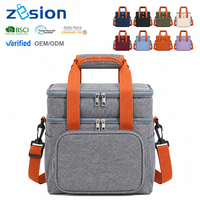Grand sac isotherme pliable portable avec fermeture éclair Oxford, sac à déjeuner, pique-nique, camping, plage, isolation thermique, sac à bandoulière avec poignée