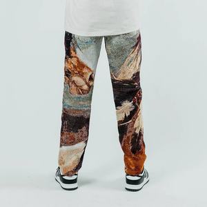 กางเกงจ็อกเกอร์ผู้ชายทรงตรงผ้าฝ้ายฟลีซลายทอแบบหลวมสไตล์สตรีทแฟชั่นดีไซน์ใหม่พร้อมโลโก้สั่งทำพิเศษสไตล์ฮิปฮอป - Product Image 3