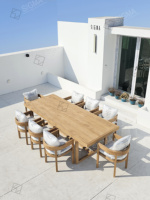 Mobilier moderne d'extérieur en bois de teck Offre Spéciale table et fauteuils en teck massif de style loisirs pour le jardin et la maison