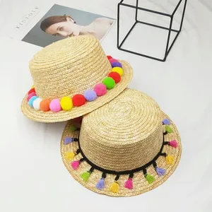 밝은 색 어린이 태양 모자 사용자 정의 소녀 아이 페도라 여행 비치 자랑 모자 어머니와 딸 여름 밀짚 모자