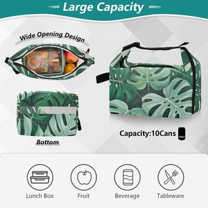 Deep Green Monstera Tropical Print Custom Insulated Lunch Bag, Cooler Bag for Picnic BBQ Food Takeout Delivery - Product Image 5