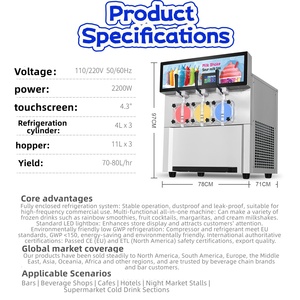 Máquina Comercial de Gran Capacidad para Hacer Granizados de Hielo de 4500W, 3 Tanques, para Nieve, Lodo, Bebidas Congeladas, Smoothies, 110V/220V/380V - Product Image 5