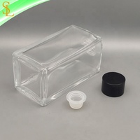 Grand bouteille de parfum en verre pour huiles, diffuseur rectangulaire vide, avec capuchon noir, 250ml, 1 pièce