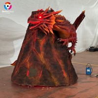 Dragon préhistorique animatronique personnalisé sur volcan, taille réelle, pour rôle de film, dinosaure animatronique pour exposition extérieure en parc à thème