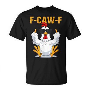 Camiseta F-Caw-F Rooster Chicken Meme, camisa informal negra para hombre - Product Image 2