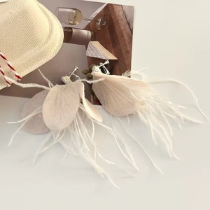 Korean Style Bridal Wedding Jewelry Fairy Feather <b>Earrings</b> Long <b>Tassel</b> Drop Clip <b>Earring</b> Non Pierced Wholesale - Product Image 4