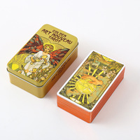 Jeu de cartes de tarot en feuille d'or de luxe Emballage en fer Cartes de tarot Oracle avec guide papier