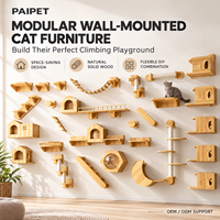 PAIPET Arbre à chat moderne en bois avec hamac, étagères murales pour chats, meubles d'escalade pour chats d'intérieur