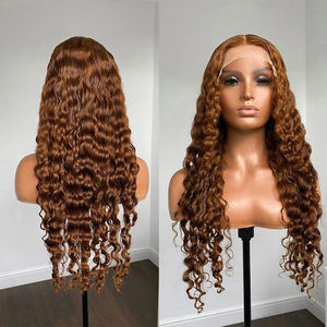Pelucas frontales de encaje de cabello humano, Pelo Rizado brasileño virgen prearrancado, cutícula completa, Marrón miel, <span class=keywords><strong>Jerry</strong></span>, precio de fábrica - Product Image 2