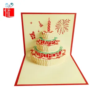 उपहार कार्ड के रूप में निर्माताओं से सीधे कस्टम मुद्रित लोगो और हॉट स्टैम्पिंग नए रंग के केक जन्मदिन कार्ड
