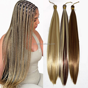 Extensions de cheveux synthétiques soyeux lisses pour tresses au crochet, pré-étirées en vrac - Product Image 1