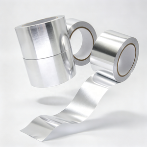 Cinta de aluminio plateada de alta resistencia con adhesivo acrílico para sellado de conductos HVAC y reparación de tuberías - Product Image 1
