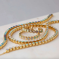 Collier ras du cou Gemnel en argent sterling 925 avec opale multicolore dégradée et chaîne tennis sertie de matrices pour femme – Idéal pour un cadeau