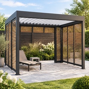 Pergola à lames orientables, auvent de terrasse, gazebo, pavillon, abri de voiture, <span class=keywords><strong>kit</strong></span> d'ombrage, éclairage LED <span class=keywords><strong>en</strong></span> verre, toit de jardin, écran robuste, véranda, serre - Product Image 2