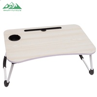 Table portable pliable en MDF Wayon avec porte-gobelet et support pour téléphone, hauteur réglable pour lit, canapé, bureau
