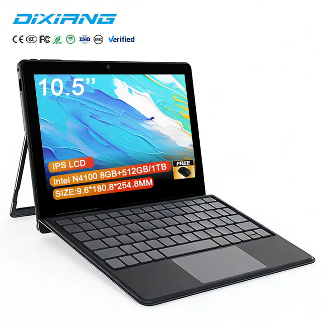DIXIANG Intel N4100 Tablet Laptop 10.5 Inch 1280*1920 IPS 8GB RAM 1TB SSD 2 in 1 Portable Notebook with Magnetic Keyboard Case