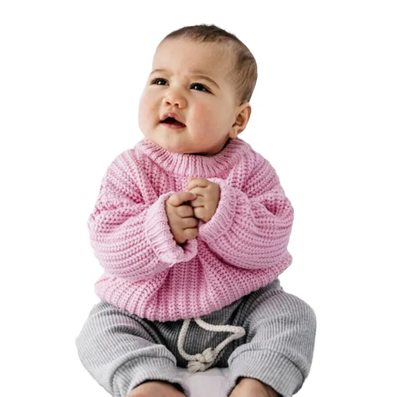 Mamãe E Bebê Camisola De Cor Sólida Algodão Com nervuras Tripulação Pescoço Pullover Camisola Jumper Mãe E Crianças Conjuntos De Correspondência