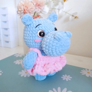 All'ingrosso fatto a mano morbido uncinetto ippopotamo bambino peluche uncinetto animale bambola Amigurumi personalizzato farcito a maglia ippopotamo con tutù rimovibile - Product Image 4